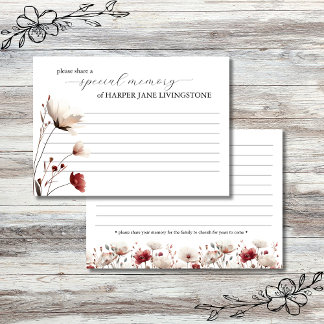 Pink Poppy Funeral Memorial Share a Memory Card