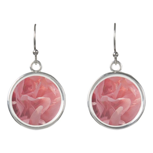 Pink Poppy Garden Flower Drop Earrings (Front)
