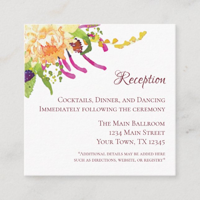 Pink Poppy Garden Recepton Card (100 ct) (Front)