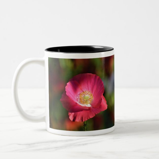 Pink Poppy in the Sunshine Photograph Two-Tone Coffee Mug (Left)