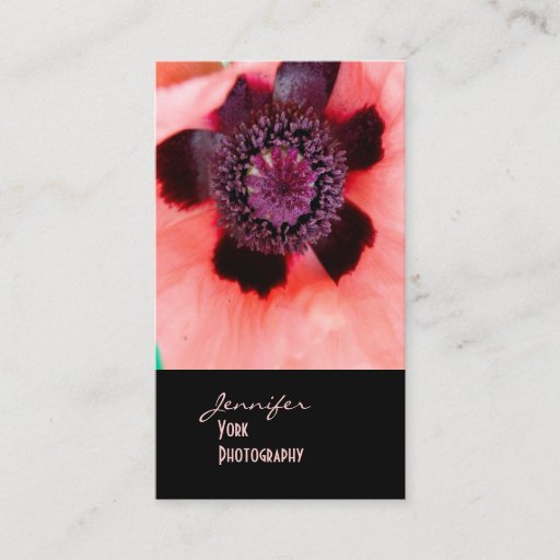 Customizable Pink poppy photography business cards