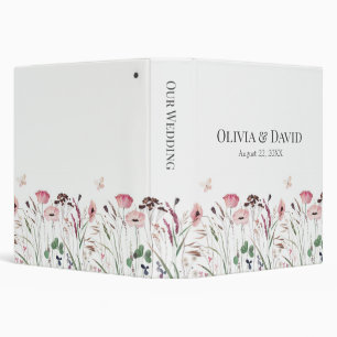 Pink Poppy Meadow Wedding Planner 3 Ring Binder