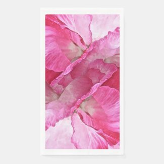 Pink Poppy Petals Floral Paper Guest Towel