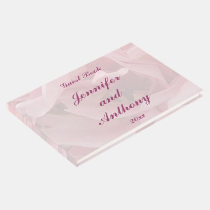 Pink Poppy Petals Floral Wedding Guest Book