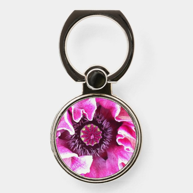 Pink Poppy Phone Ring Stand (Front)