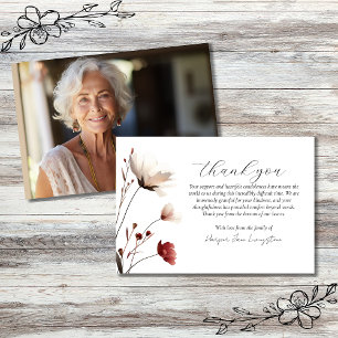 Pink Poppy Photo Memorial  Thank You Card
