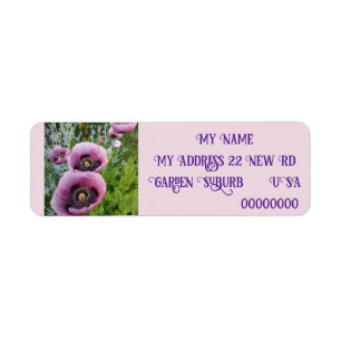 Pink Poppy Poppies photo Return Address Labels