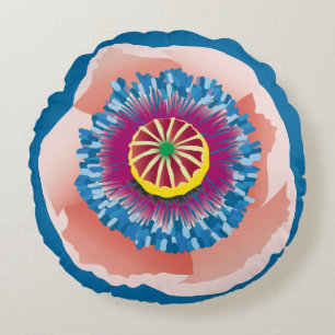 Pink Poppy round pillow
