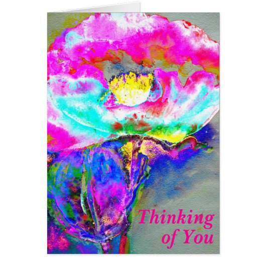 Pink Poppy thinking of you Cards (Front)
