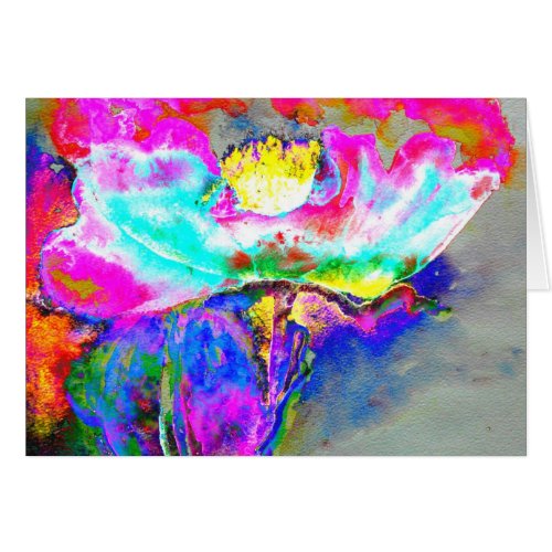 Pink  Poppy watercolor floral painting