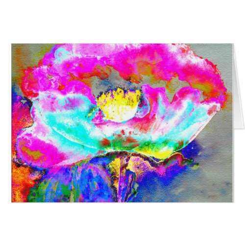 Pink  Poppy watercolor floral painting