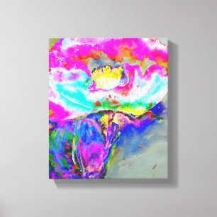 Pink Poppy, watercolor floral painting Canvas Print