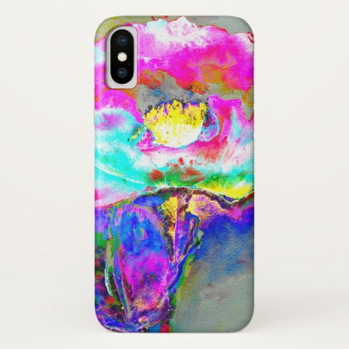 Pink Poppy watercolor floral painting iPhone X Case