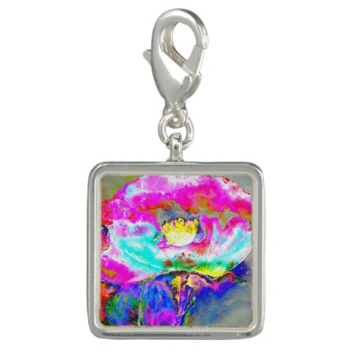 Pink Poppy watercolor floral painting Charm