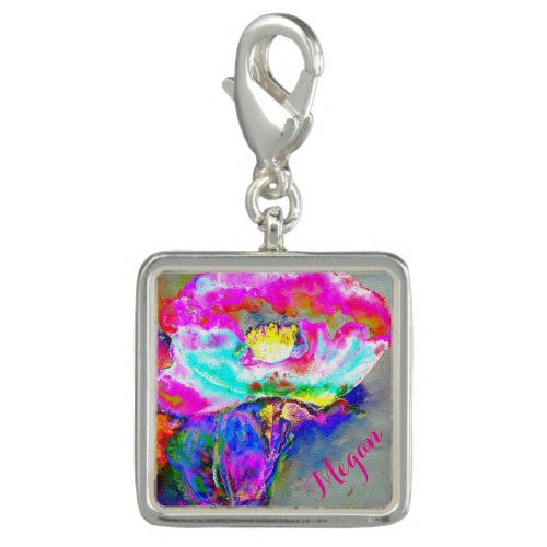 Pink Poppy watercolor floral painting Charm