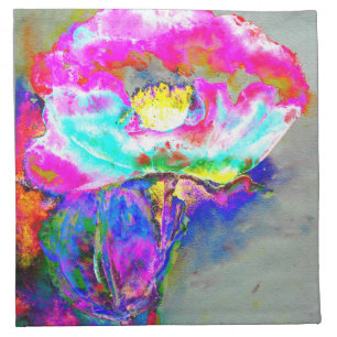 Pink  Poppy, watercolor floral painting Cloth Napkin