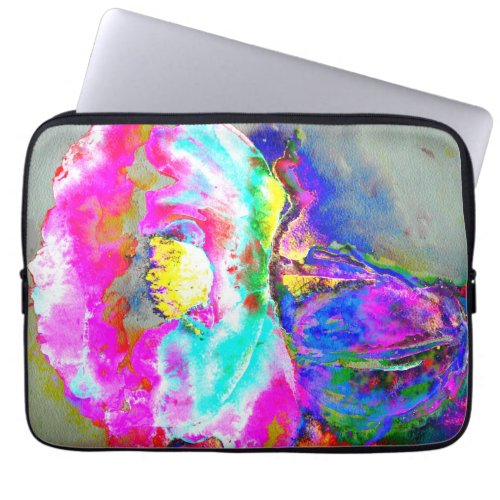 Pink  Poppy watercolor floral painting Laptop Sleeve