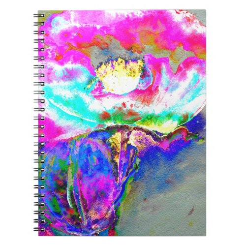 Pink  Poppy watercolor floral painting Notebook