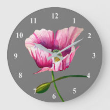 Pink poppy watercolor flower art