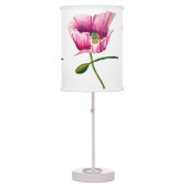 Pink poppy watercolor flower art table lamp (Front)