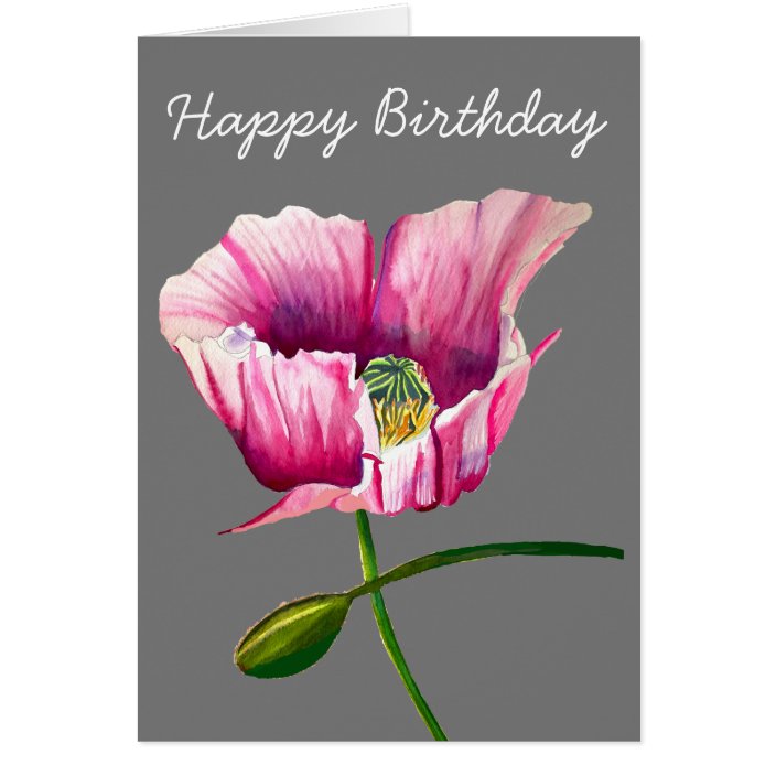 Pink Poppy watercolor flower pretty art | Zazzle.com