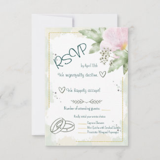 Pink Poppy Watercolour Florals RSVP Card
