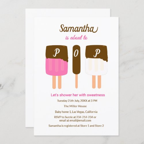 Pink  Popsicle About to Pop Baby Shower Invitation