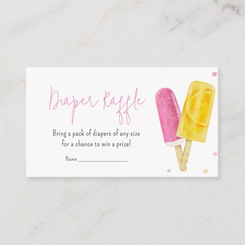 Pink Popsicle Baby Shower Diaper Raffle Enclosure Card