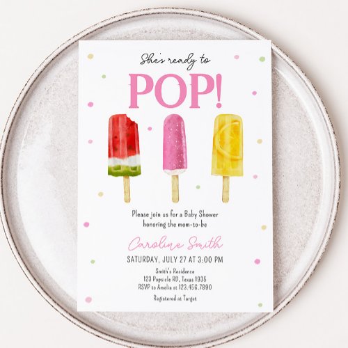 Pink Popsicle Baby Shower  Invitation