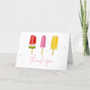 Pink Popsicle Baby Shower Letterpress Thank You Card