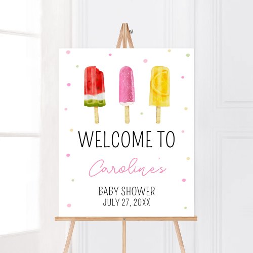 Pink Popsicle Baby Shower Welcome Poster