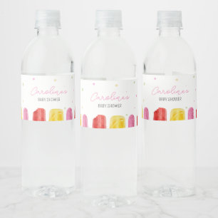 Pink Popsicle Baby Shower Welcome Sign Water Bottle Label
