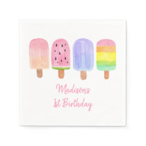 Pink Popsicle Birthday Napkins