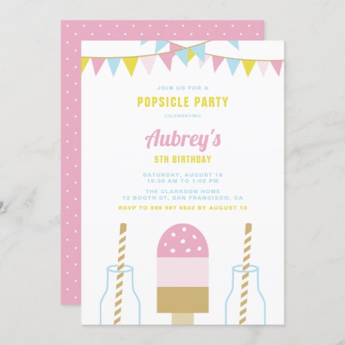 Pink Popsicle Party  Summer Birthday Invitation