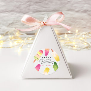 Pink Popsicle Personalized Kids Birthday Classic Round Sticker