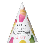 Pink Popsicle Personalized Kids Birthday Party Hat at Zazzle