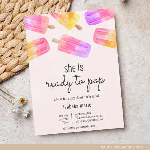 Pink Popsicle Ready to Pop Baby Shower Invitation