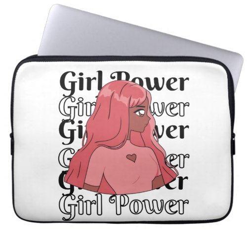 Pink portrait of Girl power Laptop Sleeve