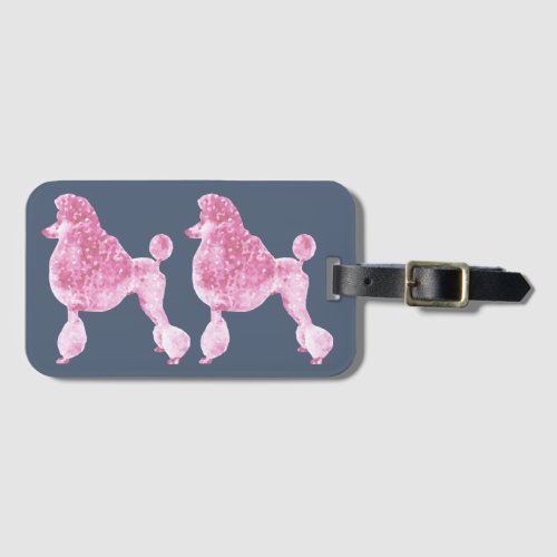 Pink Posh Poodle Night Gray Luggage Tag