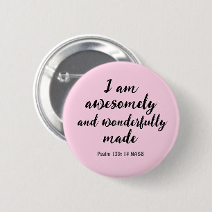 Pink Positive Biblical Affirmation Button