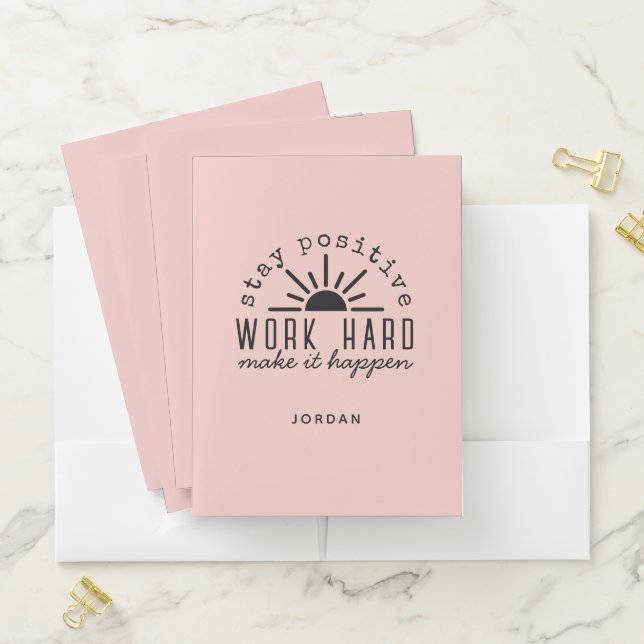Pink Positive Motivational Mantra with Name Pocket Folder (In Situ)