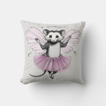 Pink Possum Pillow - Fairy Godmother Art