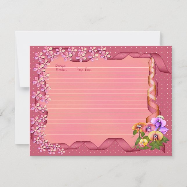 Pink Posy Recipe Cards (Front)
