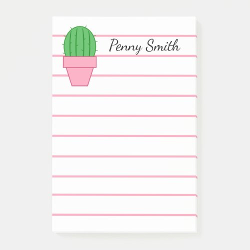 Pink Potted Cactus Post_it Notes