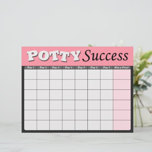 Pink Potty Training Success Charts (Standing Front)