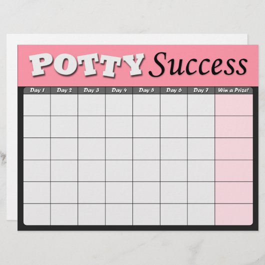 Pink Potty Training Success Charts (Front/Back)