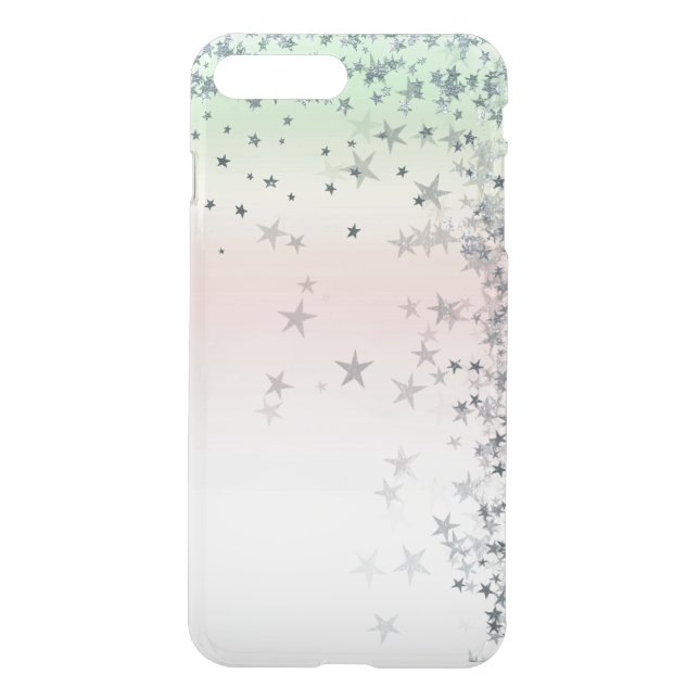 Pink Powder Mint Ombre Silver Glitter Stars Uncommon iPhone Case (Back)