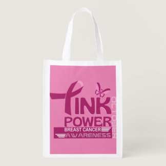 Pink Power-Breast Cancer Awareness Design Grocery Bag