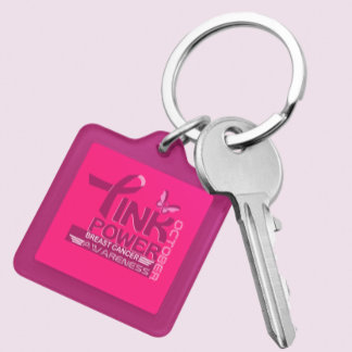 Pink Power-Breast Cancer Awareness Design Keychain