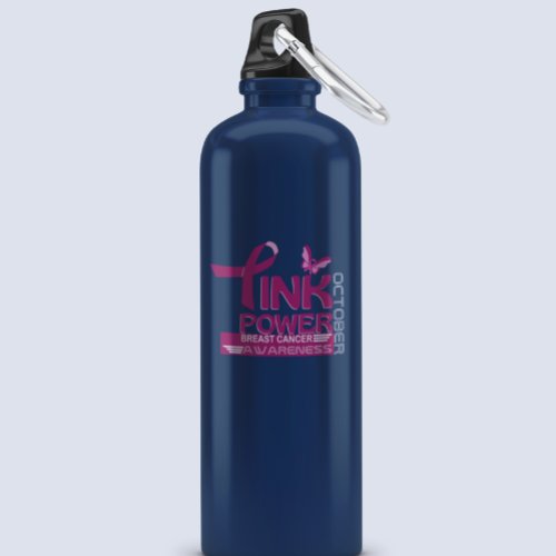 Pink Power_Breast Cancer Awareness Design Stainless Steel Water Bottle